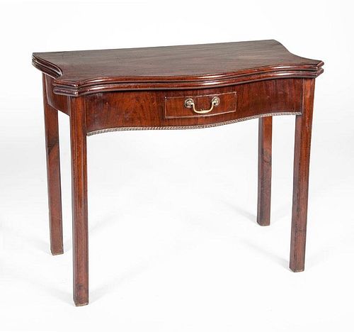 GEORGE III MAHOGANY SERPENTINE-FRONTED GAMES TABLE