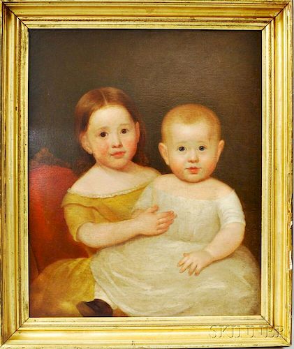 American School, 19th Century       Double Portrait of Children