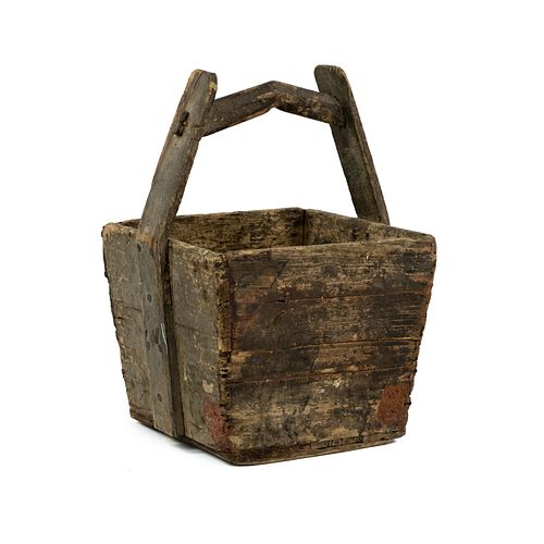 Antique Chinese Wooden Rice Bucket