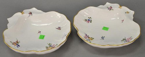 Pair of Sevres porcelain shell shaped bowls.
