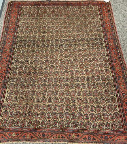 Oriental throw rug, paisley design, late 19th to early 20th century. 
4'5" x 5'9"