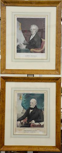 Set of Four Presidential Currier 
Hand colored lithographs 
James Monroe 
sight size 13 1/2" x 10" 
John Quincy Adams 
sight size 13...