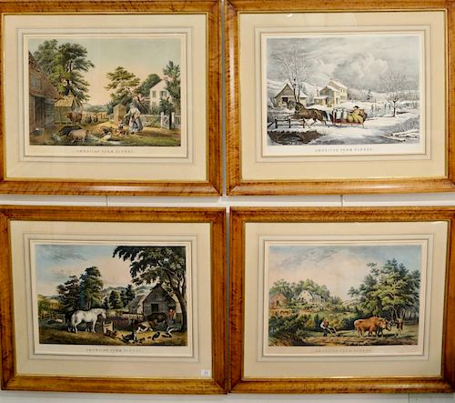 Nathaniel Currier 
Set of four hand colored lithographs 
American Farm Scenes; no. 1 (Spring) 
American Farm Scenes; no. 2 (Summer) ...