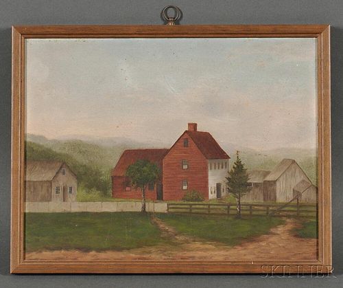 American School, 19th Century      Farmscape with Barn, Guilford, Connecticut.