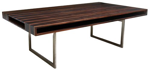 MODERN MACASSAR FINISH CONFERENCE TABLE, 87"L