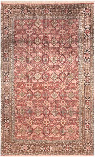 Vintage Persian Silk Qum Rug 9 ft 5 in x 6 ft (2.87 m x 1.82 m)