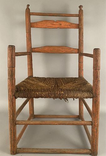Early 18th C Ladder Back Chair w/Quilt Bar