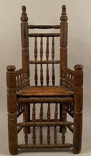 Rare 17th C Brewster Chair w/Strong Turnings