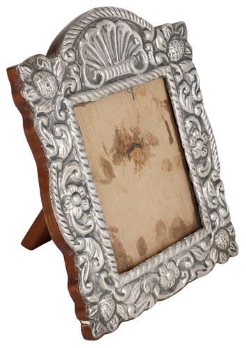 REPOUSSE STERLING SILVER EASEL-BACK PICTURE FRAME