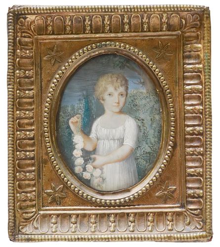 WATERCOLOR PORTRAIT MINIATURE OF A YOUNG CHILD