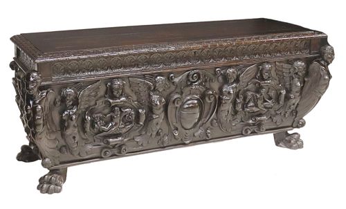ITALIAN RENAISSANCE HIGHLY CARVED CASSONE, 18TH C.