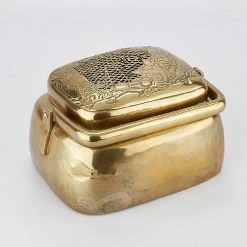 Lrg Chinese Qing Brass Hand Foot Warmer