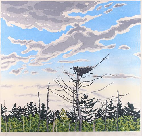 Neil Welliver "Osprey's Nest" Woodcut