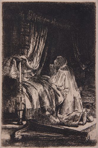 Rembrandt van Rijn "David at Prayer" Etching