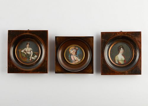 3 19th c. French Portrait Miniatures