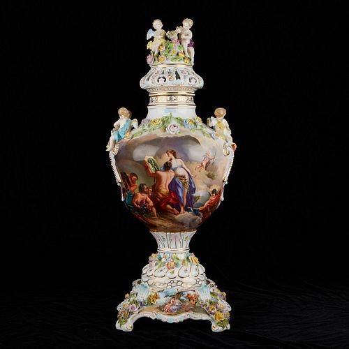 Carl Thieme Porcelain Urn w/ Cherubs