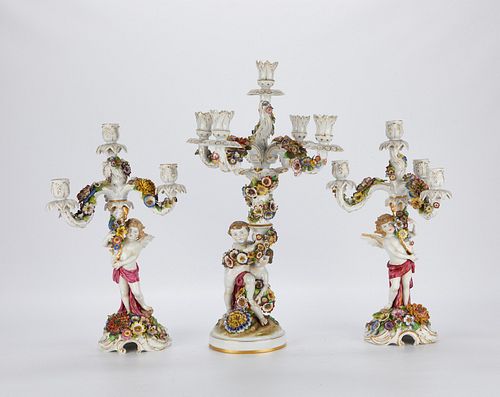 3 Schierholz German Porcelain Candelabras