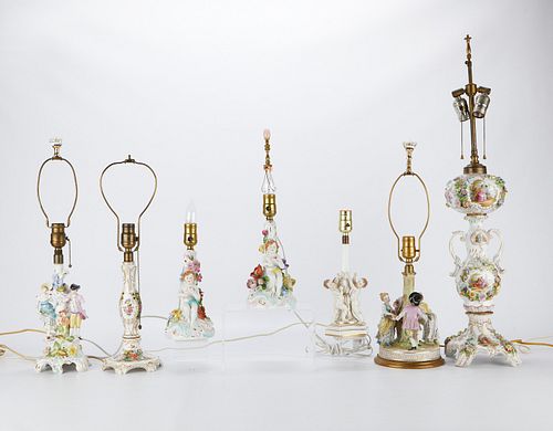 7 German Porcelain Lamps - Carl Thieme