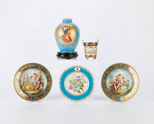 5 French Old Paris Porcelain Objects