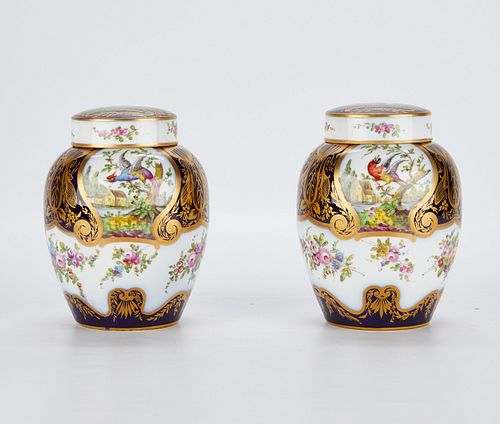 Pair of French Old Paris Porcelain Ginger Jars