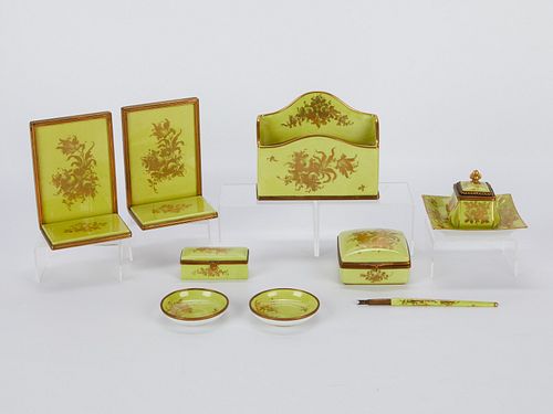 Set of 9 French Porcelain Desk Objects