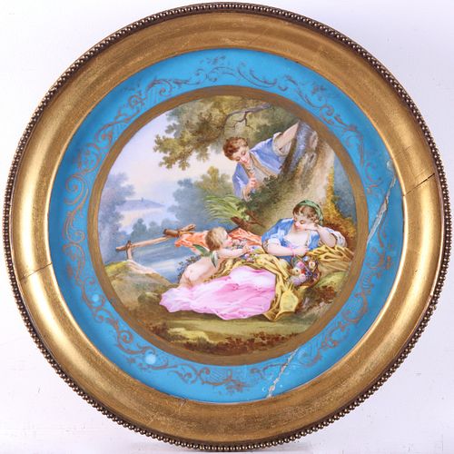 Large Framed Porcelain Sevres Style Platter