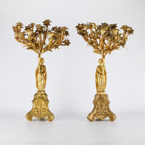 Pr. 19th c. French Gilt Bronze Candelabras