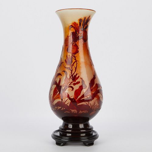 Large Galle Cameo Glass Vase