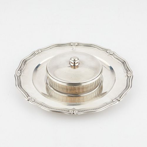 Tiffany & Co. Sterling Silver Crystal Dish & Tray
