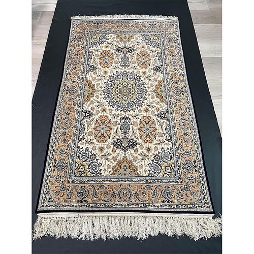 Vintage Persian Isfahan Carpet Silk Warp Hand-knotted c.1950