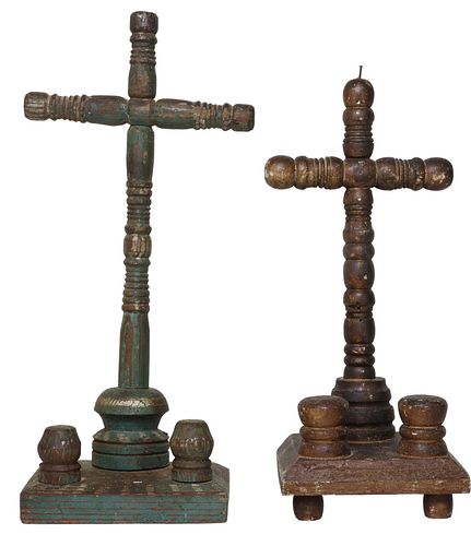 (2) TURNED WOOD CROSSES, MEXICO