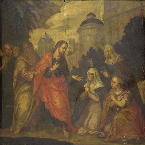 18th/19th C. Oil on Panel Christ and His Disciples