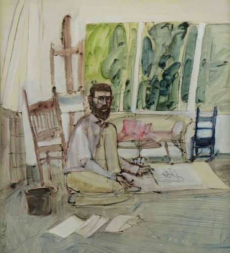 PARKER, Robert A. Watercolor & Ink. Self Portrait