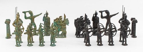 Italian Brutalist Bronze Chess Pieces, 32