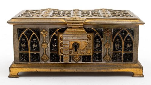Erhard Sohne Gothic Revival Silvered Trinket Box