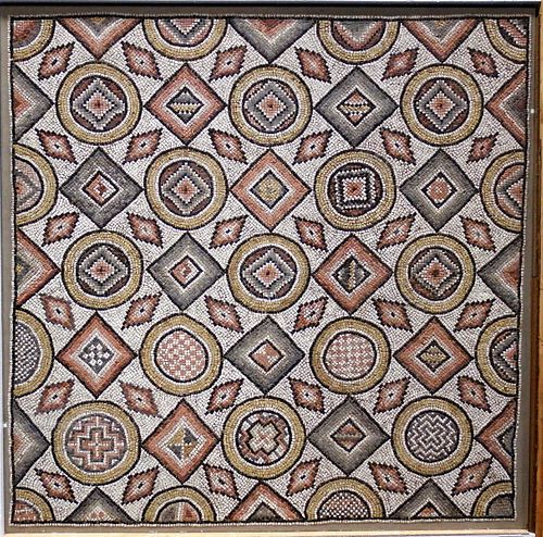 Roman Stone Mosaic Fascinating Geometric Motif
