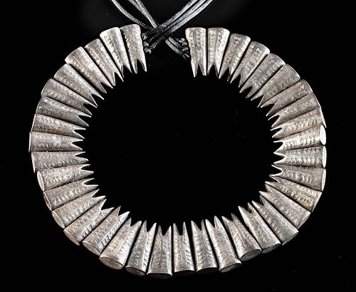 Incredible 10th C. Viking Silver Necklace w/ 38 Fishtail Pendants