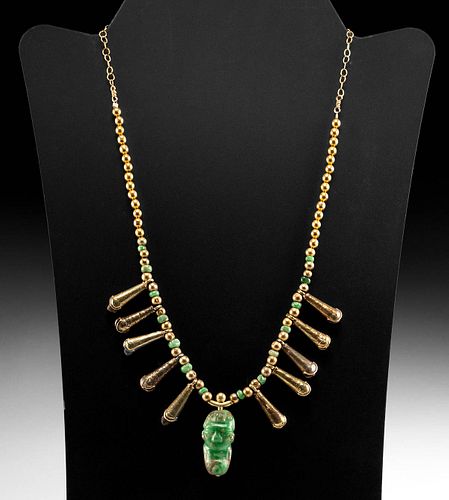 Olmec & Cocle Gold & Jadeite Necklace - Wearable!