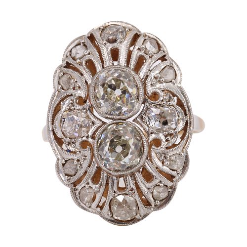 Art Deco 18k gold Ring With Old mine Diamonds
