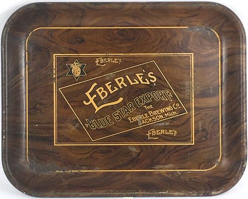 1915 Eberle's Blue Star Export Beer 10½ x 13½ inch tray Jackson, Michigan