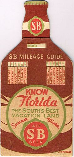 1940 SB Ale & Beer Florida Mileage Guide Tampa, Florida