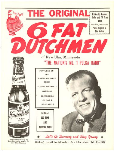 1958 Hauenstein Beer 6 Fat Dutchmen Poster New Ulm, Minnesota