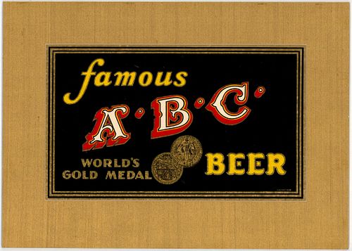 1933 ABC Beer Window Decal San Diego, California