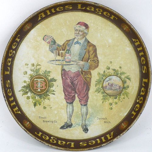 1916 Altes Lager Beer 12 inch tray Detroit, Michigan