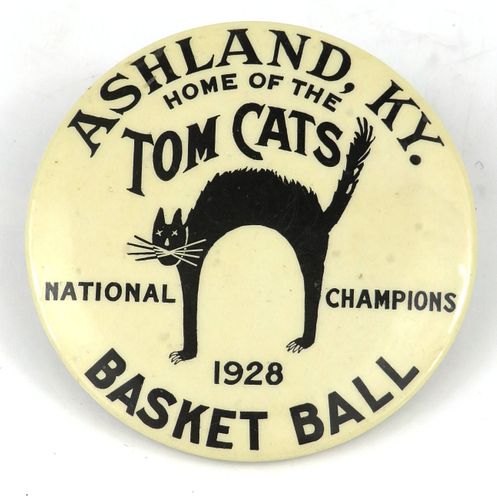 1928 Ashland Kentucky Tomcats Basketball Pinback , 