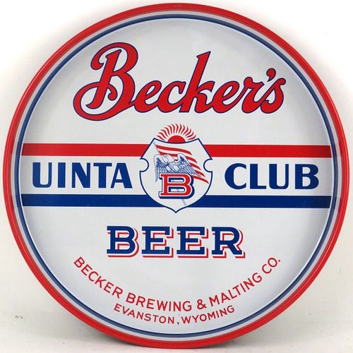 1933 Becker's Uinta Club Beer 12 inch tray Evanston, Wyoming