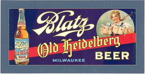 1935 Blatz Old Heidelberg Beer Matted Paper Sign Milwaukee, Wisconsin