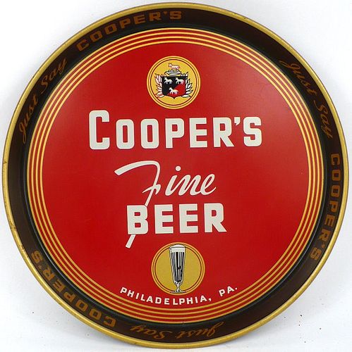 1946 Cooper's Fine Beer 12 inch tray Philadelphia, Pennsylvania