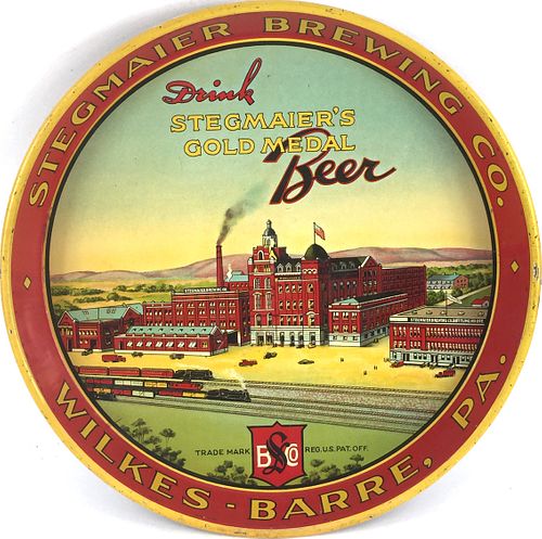 1936 Stegmaier's Gold Medal Beer 12 inch tray Wilkes-Barre, Pennsylvania