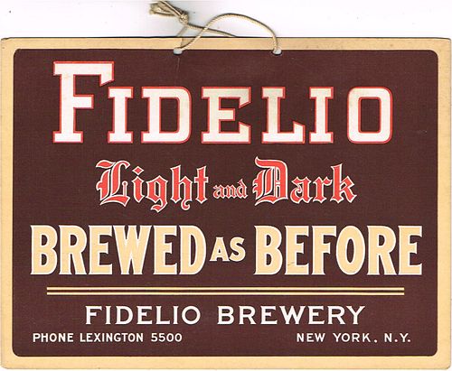 1933 Fidelio Light and Dark Beer New York, New York